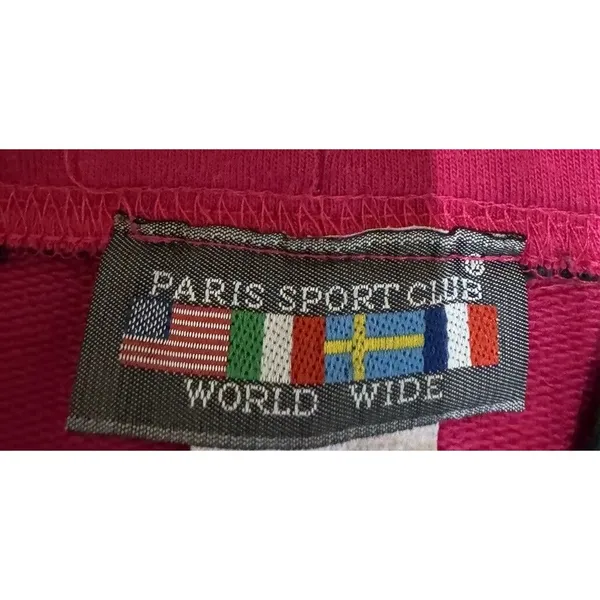 VTG Women Retro 90's‎ Paris Sport Club pullover Hoodie Color Block-L - Image 2
