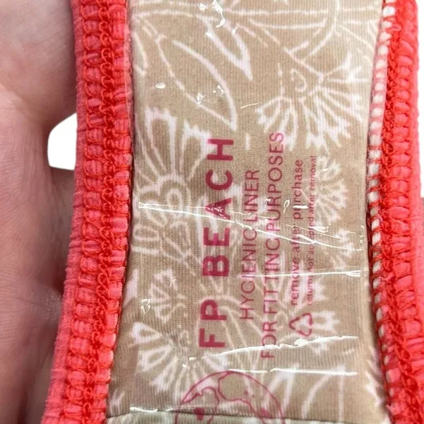 Free People free-est Dylan Lurex High-Waist‎ Bikini Bottom Coral Pink Size XL - Image 9