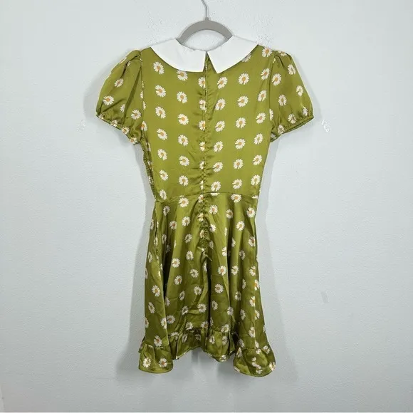 Smak Parlour Modcloth Retro Green Daisy Smocked Mini‎ Dress Peter Pan Collar NWT - Image 9