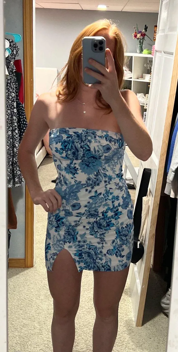 ThatsSoFetch Blue Floral Mini Dress - Image 2