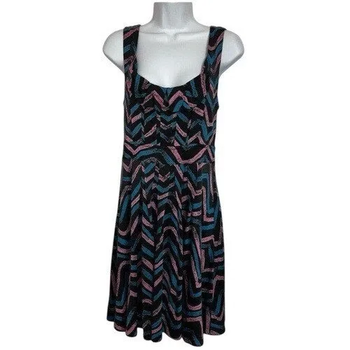 MARC BY MARC JACOBS Pink Blue Chevron Zigzag Fit and Flare Dress‎ NWOT Small - Image 2