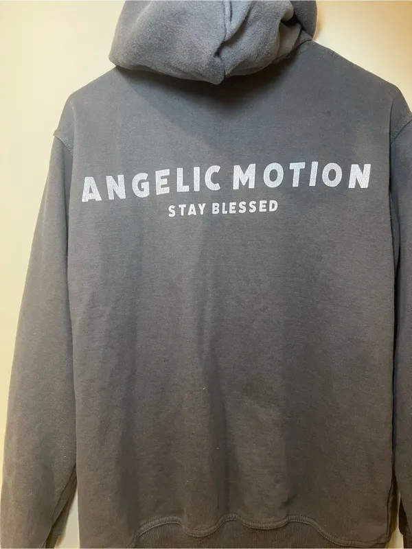 Angelic motion “Graphite” Hoodie "Motion Keeps Me In Motion" Graphic - Image 7