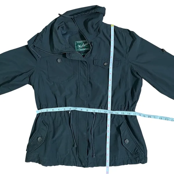 Woolrich Army Green Utility Field Jacket Safari Anorak Cinch Waist Medium - Image 7