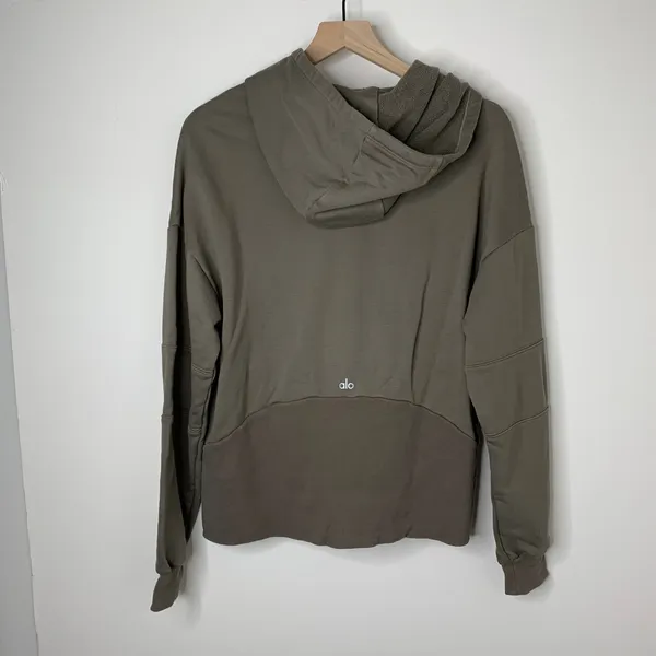 ALO Yoga Brown Interval Hoodie Sweatshirt Branch Womens Small - Image 4