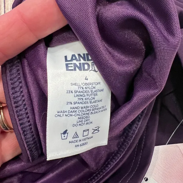 Lands End NEW Womens Deep Purple Asymmetrical Tankini Top Swim Skirt Set Size 4 - Image 4
