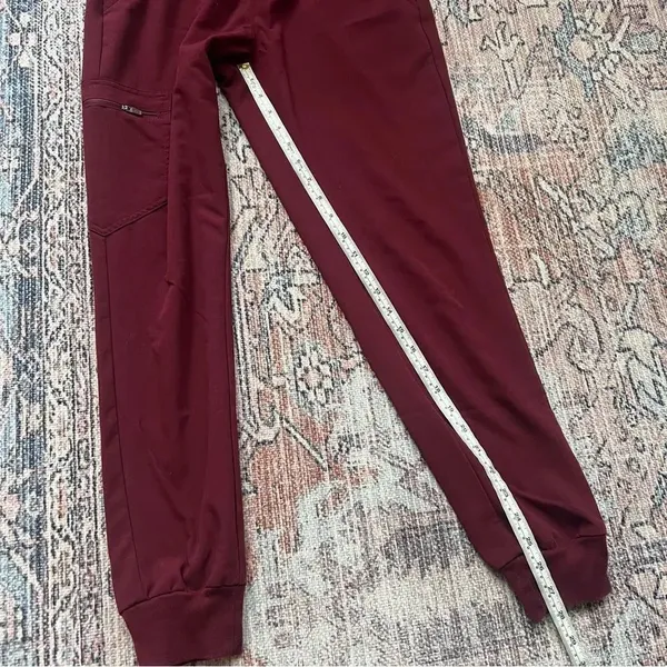 Figs Zamora Jogger Scrub Pants Burgundy Drawstring Waist Slim Fit Pant Small - Image 12