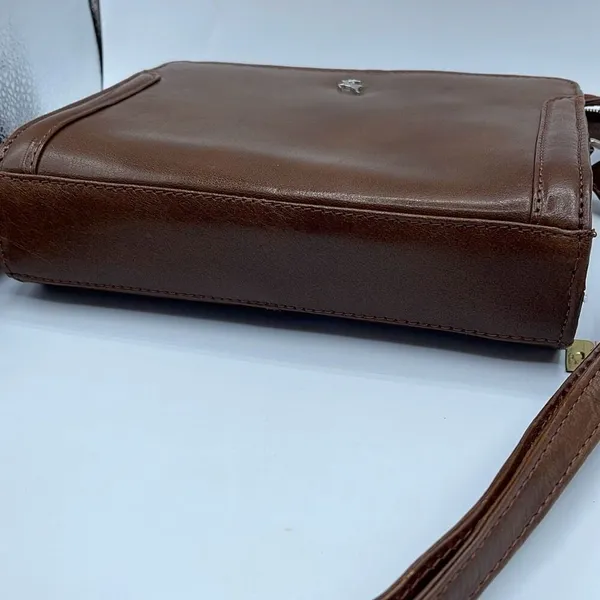 Vintage leather Ashwood crossbody satchel bag nut brown smooth leather. - Image 8