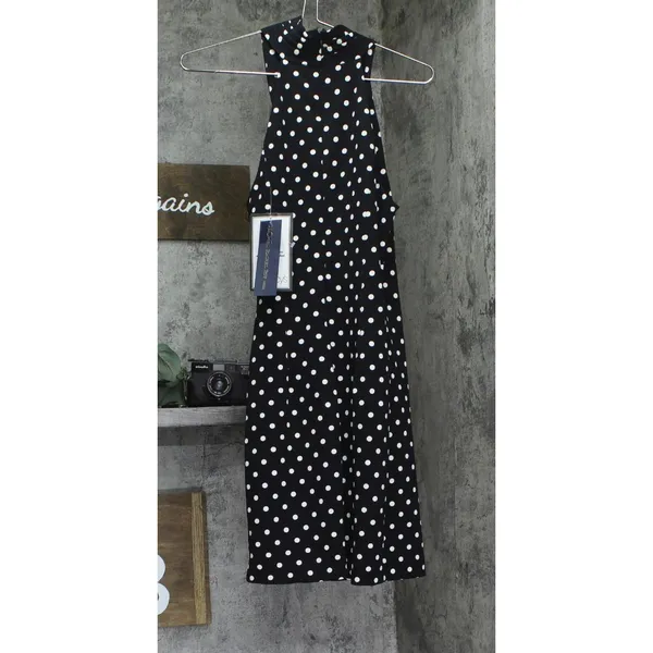 NWT Rachel By Rachel Roy Harland Printed Halter Polka Dot Dress Black / White S - Image 6