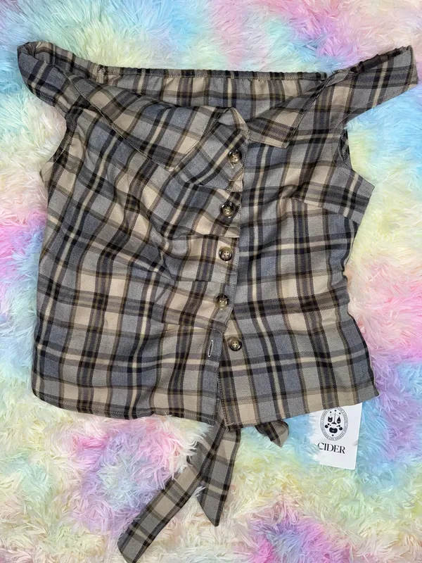 Cider Plaid Asymmetrical Top - Image 3