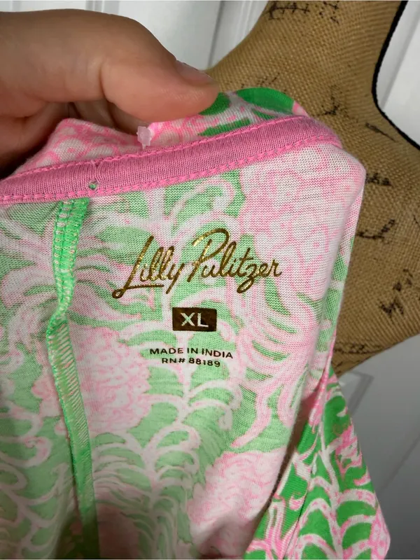 Lilly Pulitzer Size XL Pink Green Pineapple Print Cotton Shift Dress NWOT - Image 5