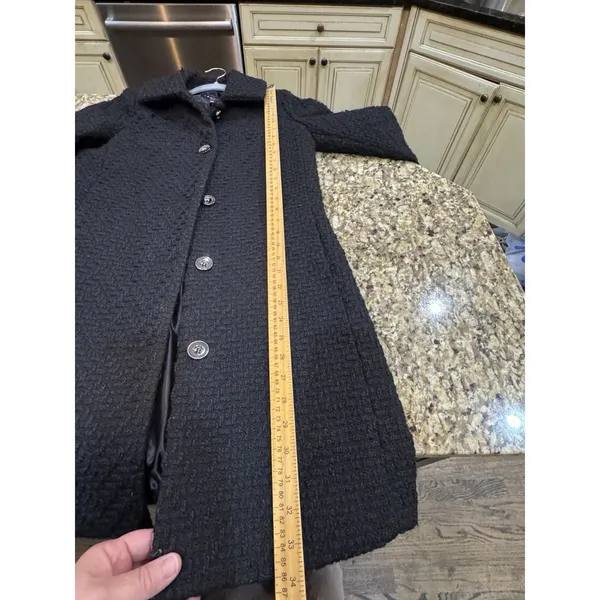 Laundry by Shelli Segal Chunky Knit Black Boucle Coat Size XS Collared - Image 12