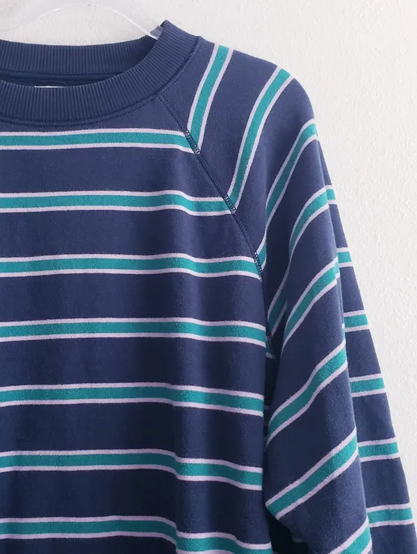 American Eagle Striped Long Sleeve Crew Neckline Sweater - Image 2
