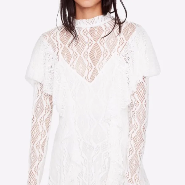 NWT Free People White Lace Fit And Flare MiniDress Small Ruffle Fairy - Image 3