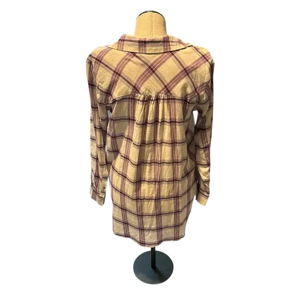 Knox Rose White Sand Plaid Button-Up Shirt New Size XL - Image 4