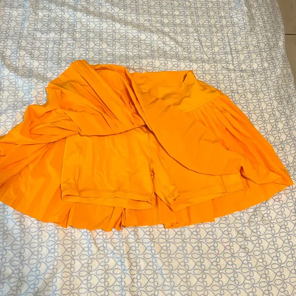 aerie Vibrant Orange Pleated Mini Skirt - Image 3