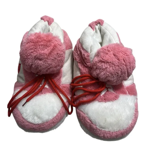 Sneaker Slippers High Top Plush Pink White Comfycore - Image 2