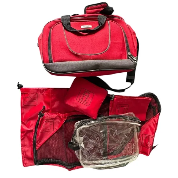 7 Piece Red Embark Travel Messenger Bag Set - Image 2
