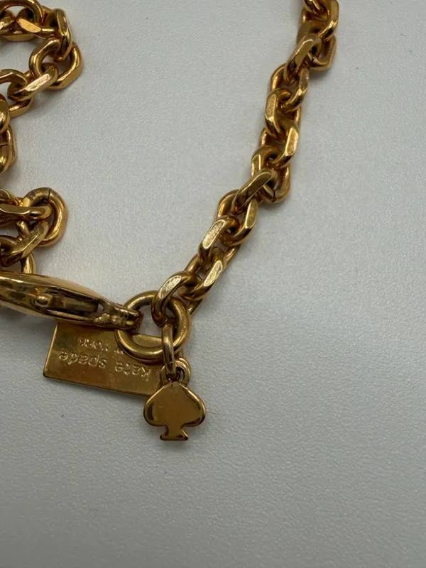 Kate Spade Set‎ In Stone Double Bib Statement Necklace Gold Purple Chunky 16” - Image 7