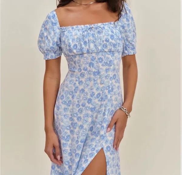 Reformation Haisley Dress Blue Daisy 4 - Image 7