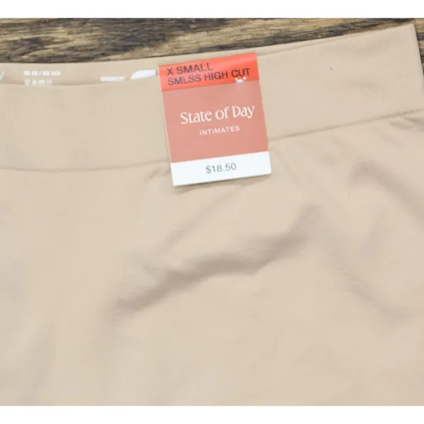 NWT State Of Day Womens Seamless Slip High Cut Boyshorts Light Beige Brown XS - Image 4