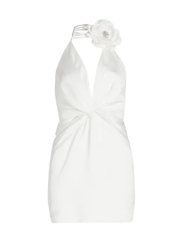 Ramy Brook Evie Pleated Twist-front Halter Neck Mini Dress in Ivory, Size 0, NWT - Image 2