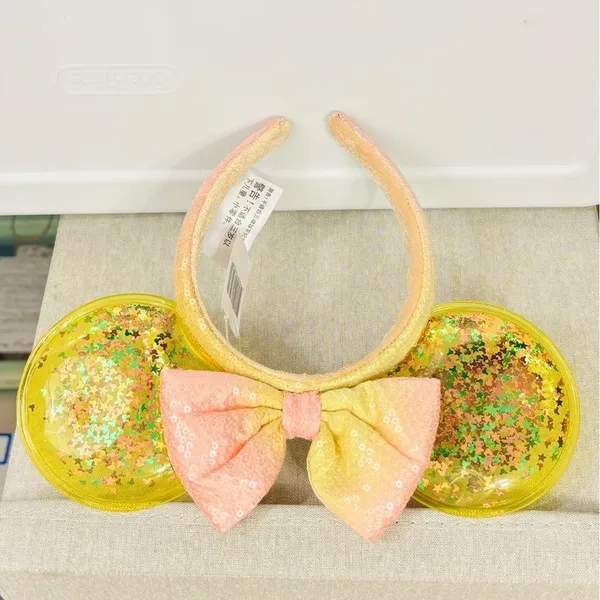 Disney Parks Shanghai Disneyland yellow glitter Minnie Mouse Ears headband - Image 2