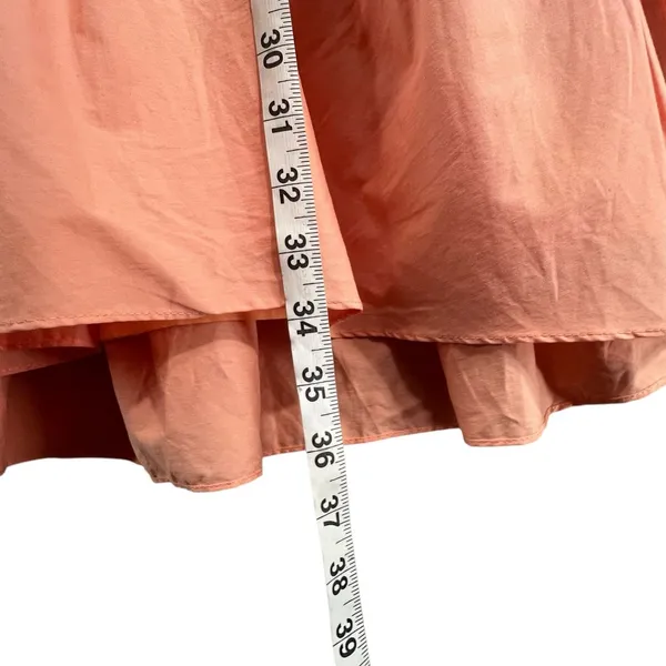 Karlie Bow Poplin Dress Womens M Orange Puff Sleeves Tiered Pockets Cottagecore - Image 9