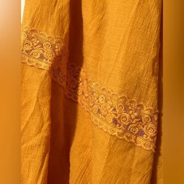 Lulus Mustard Yellow 100% Cotton Flowy/Gauzy Lightweight Mini Dress - Size M NWT - Image 4