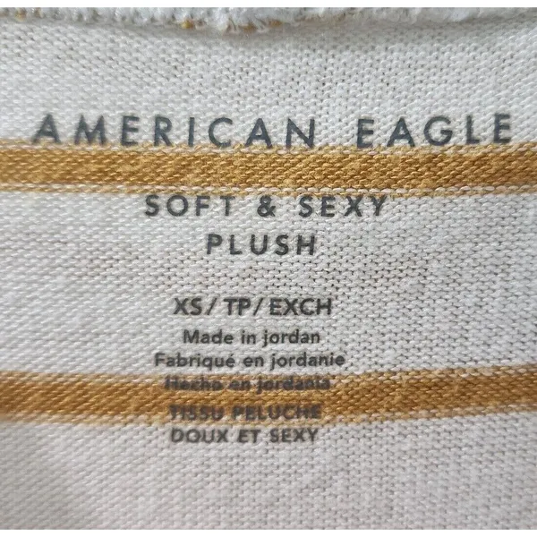 American Eagle Plush Hoodie Soft & Sexy Striped Pullover Sweatshirt XS‎ - Image 3