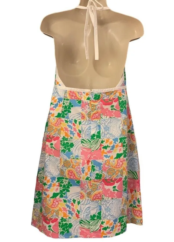 Lilly Pulitzer Vintage  Patchwork Print Halter Dress Size 4 - Image 5