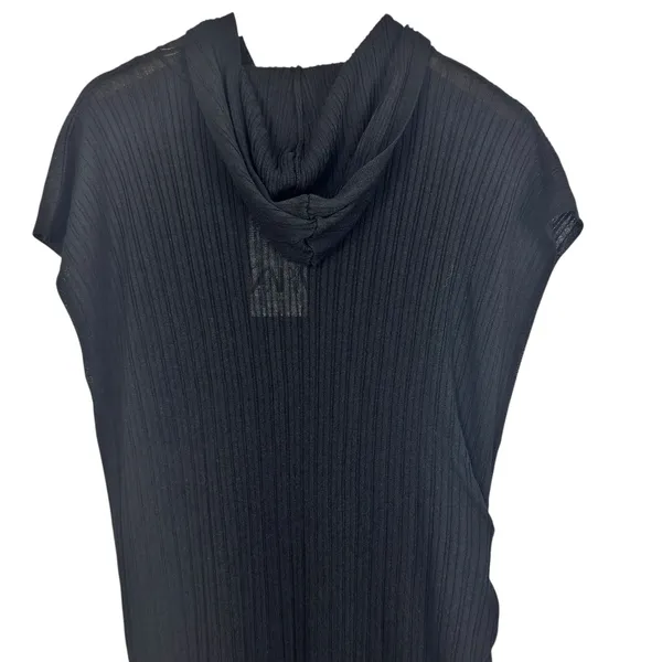 Zara Hooded Sleeveless Midi Dress Black Side Slit Sheer Size M/L NWT - Image 10