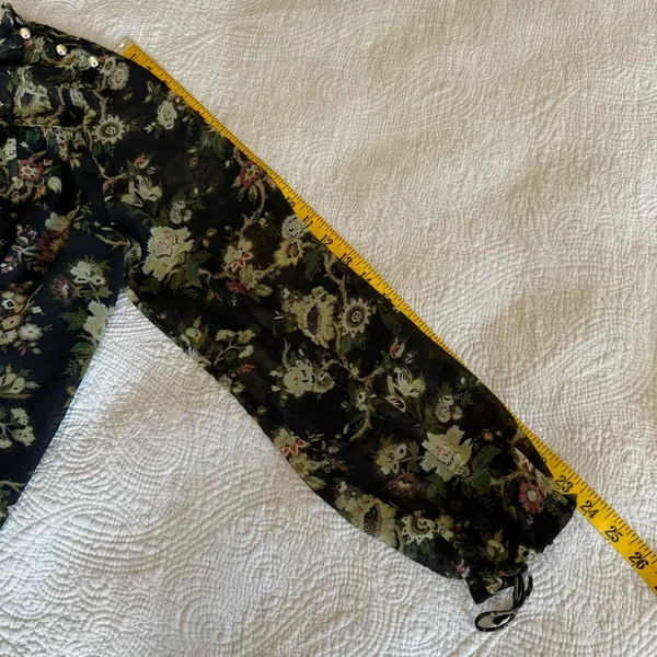 Aritzia Wilfred Black Floral Chiffon Blouse Shirt Top Womens S Small Long Sleeve - Image 8