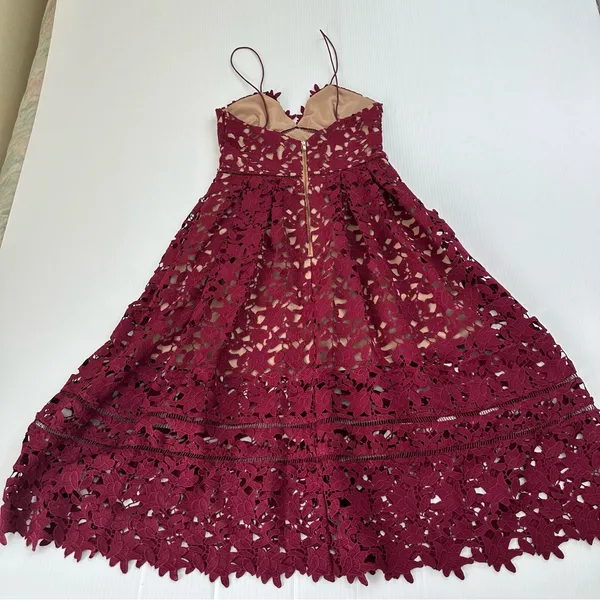 Self-Portrait Azalea Dress Burgundy, S (US 6, UK 10) - Image 7