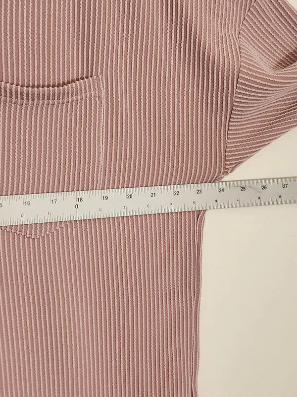 Kirundo Dusty Pink Ribbed Knit Oversized V-Neck Top Size XL - Image 6