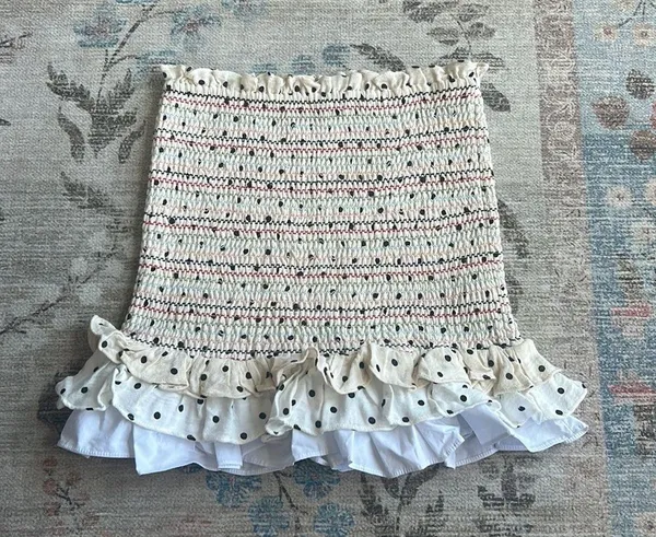 English Factory Polka Dot Smocked Mini Skirt Size Small - Image 4