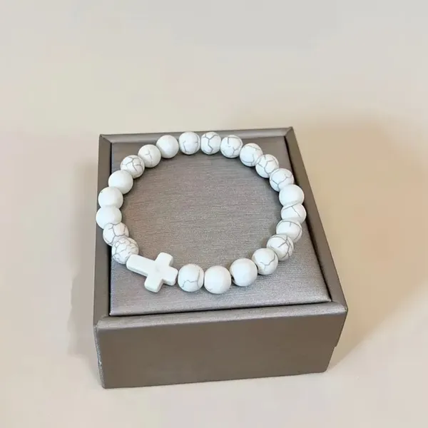 Lovely Faith Vintage-Inspired Beaded Bracelet with Cross‎ Pendant - Image 3