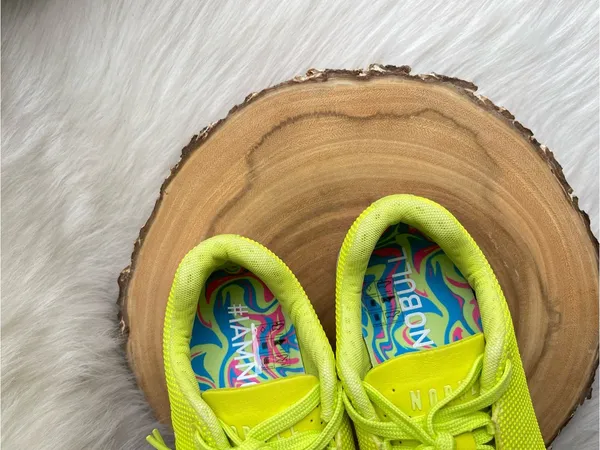 NOBULL Neon Yellow Sneakers with Multicolor Sole - Image 8
