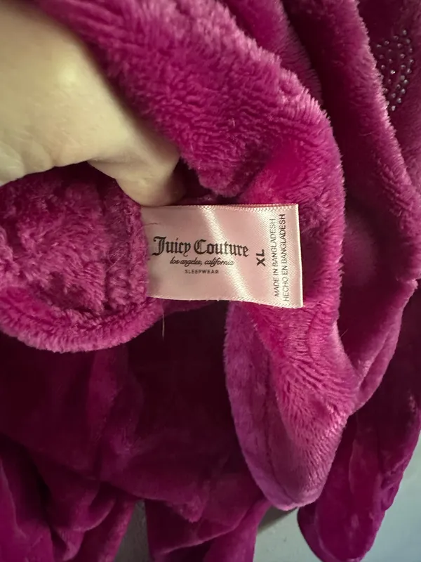 Juicy Couture Velour Tracksuit Set Pink Hoodie & Pants XL Women - Image 4