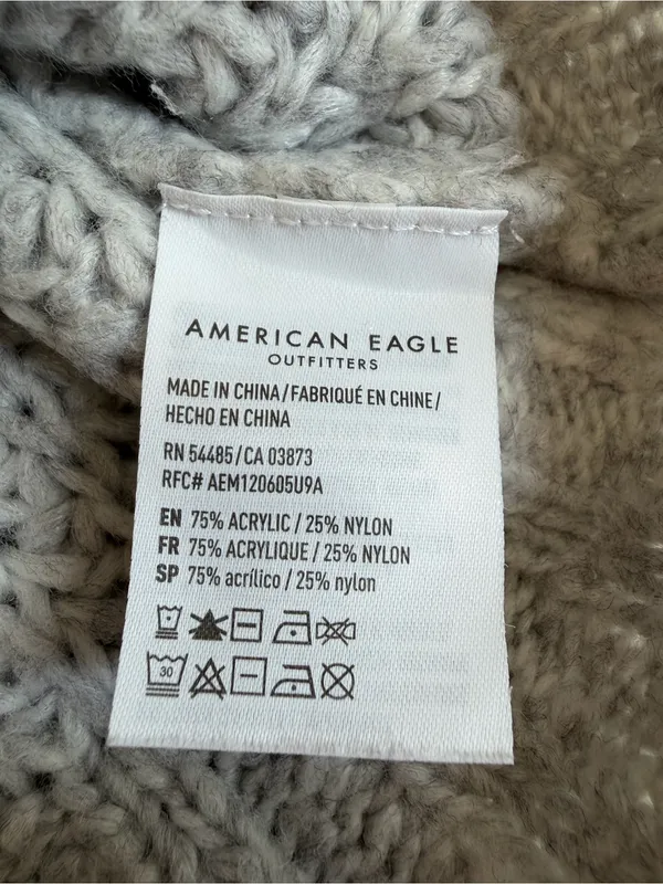 American Eagle Gray Chunky Knit Oversized Crewneck Sweater Women’s M - Image 6