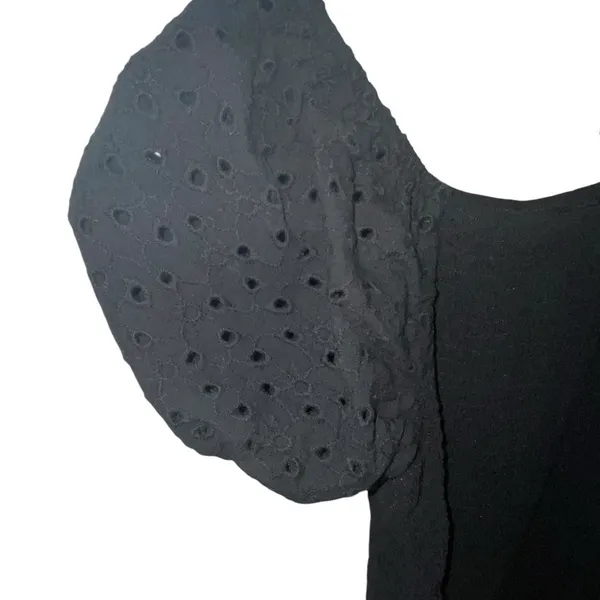 Art Class Black smocked eyelet puff sleeve milk maid Top cottagecore coquette - Image 5