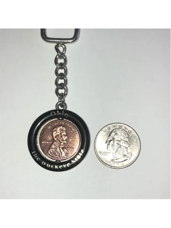 Vintage Ohio The Buckeye State Penny Keychain - Image 3