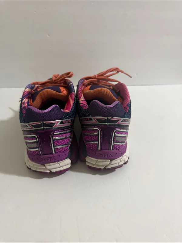 Brooks Navy Women's Running Shoes with Purple Accents and Coral Laces - Image 5
