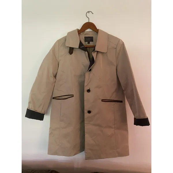 Cole Haan Coat Womens Large Beige Pockets Button Front Casual Jacket Collared - Image 2