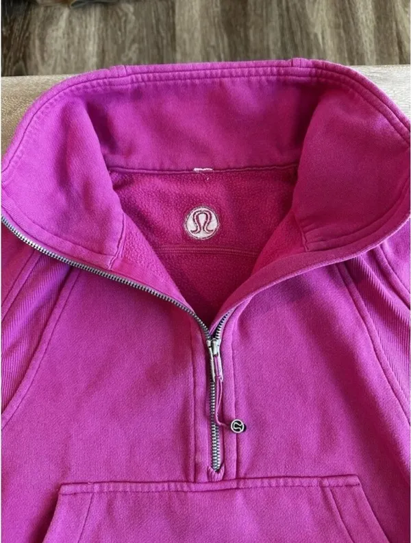 Sonic Pink Lululemon Scuba Half-Zip with hoodie - Image 3
