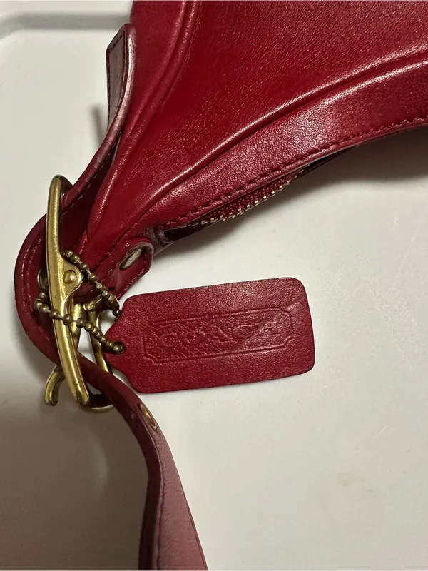 VINTAGE coach Legacy West Small Zoe Hobo Bag In Red leather style# 9342 - Image 4