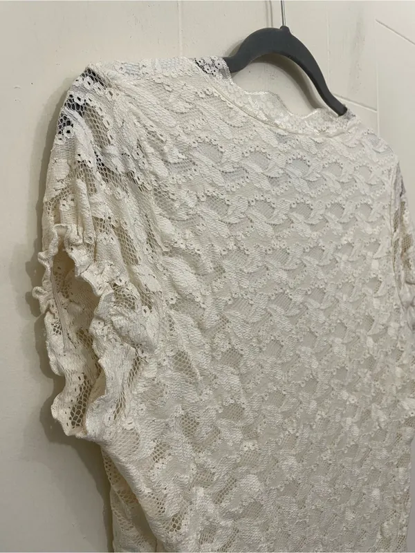 Rampage Lace Babydoll Blouse Top Size XL Cream Ivory Y2K Fairy Coquette Girly - Image 6