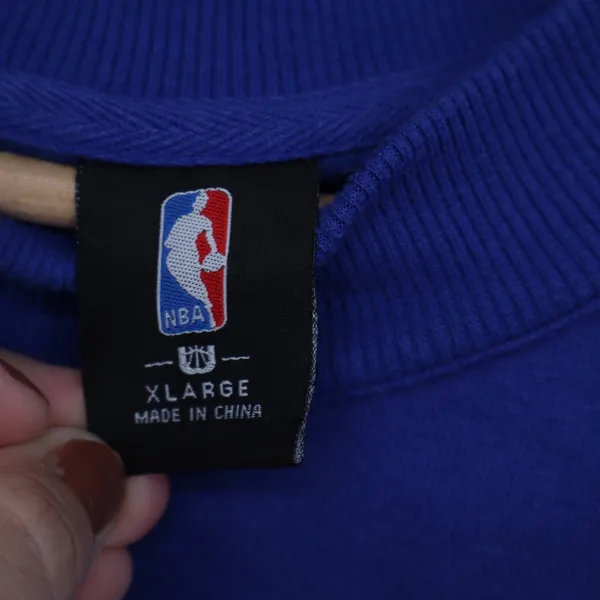 NBA Philadelphia Sixers Cropped Sweatshirt Blue XL Side Stripe Drawstring Hem - Image 3