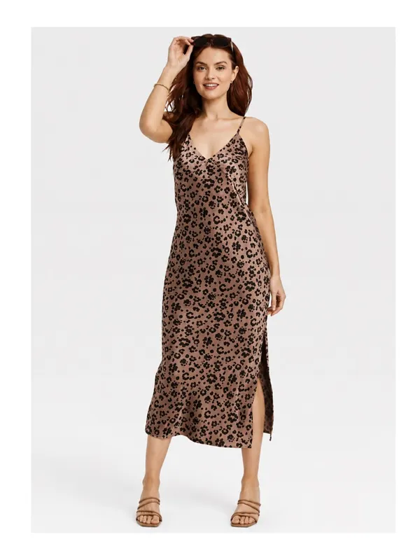 NWT Target A New Day Brown Satin Leopard Animal Print Midi Slip Dress Size M - Image 3
