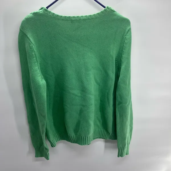 Lands' End Vibrant Green Crew Neck Sweater with‎ Button Accents - Image 7