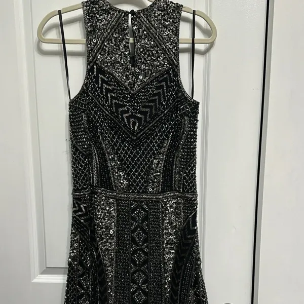 Parker Black Sleeveless Halter Sheath Dress Prom ready‎ - Image 3